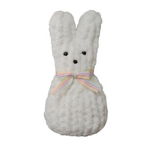 Easter Peep Bunny Hand Knit White Rabbit 15"